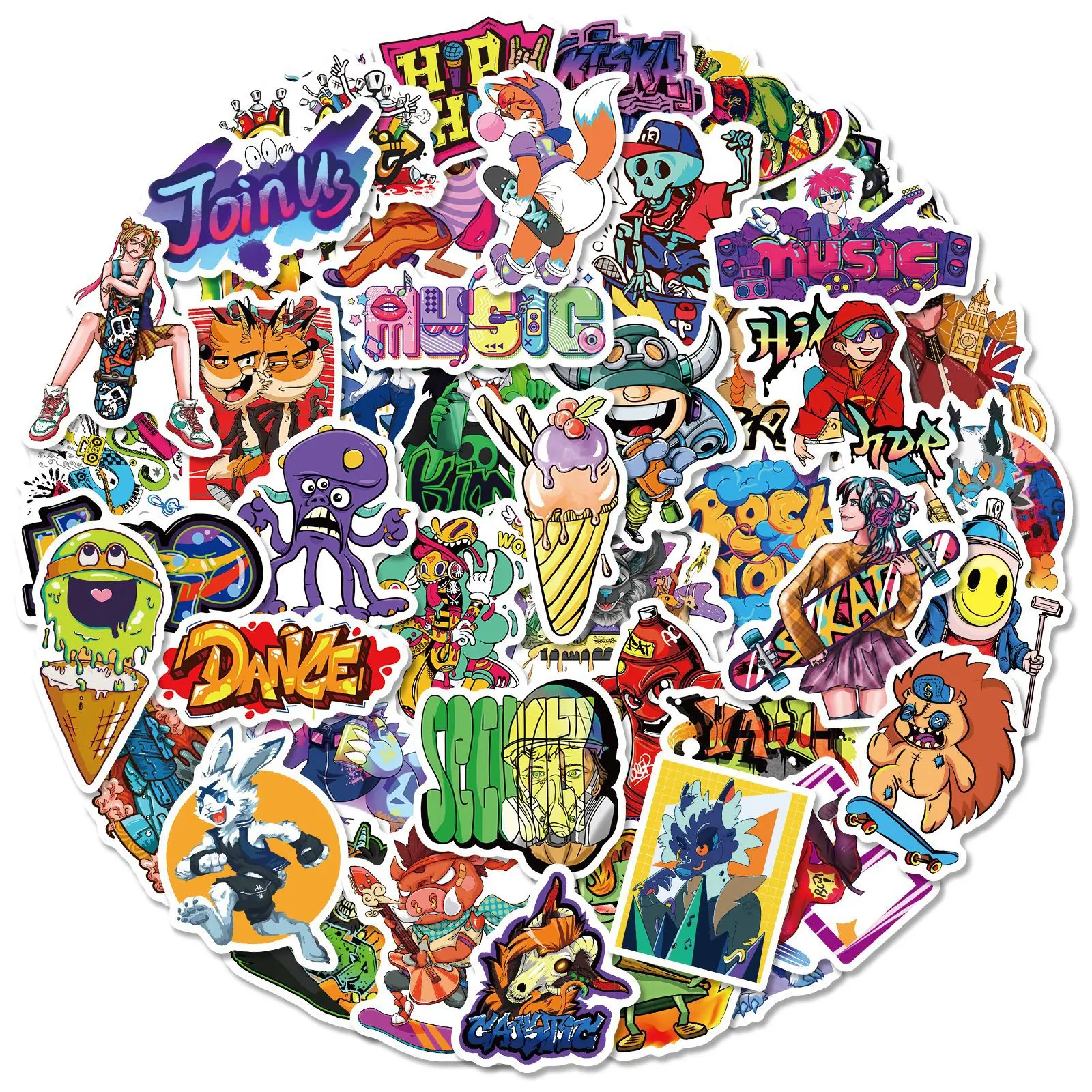 

10/50 Pcs Hip Hop Style Personality Graffiti Stickers Decoration Mugs Suitcase Motorcycle Helmet Laptop Thin Waterproof Stickers