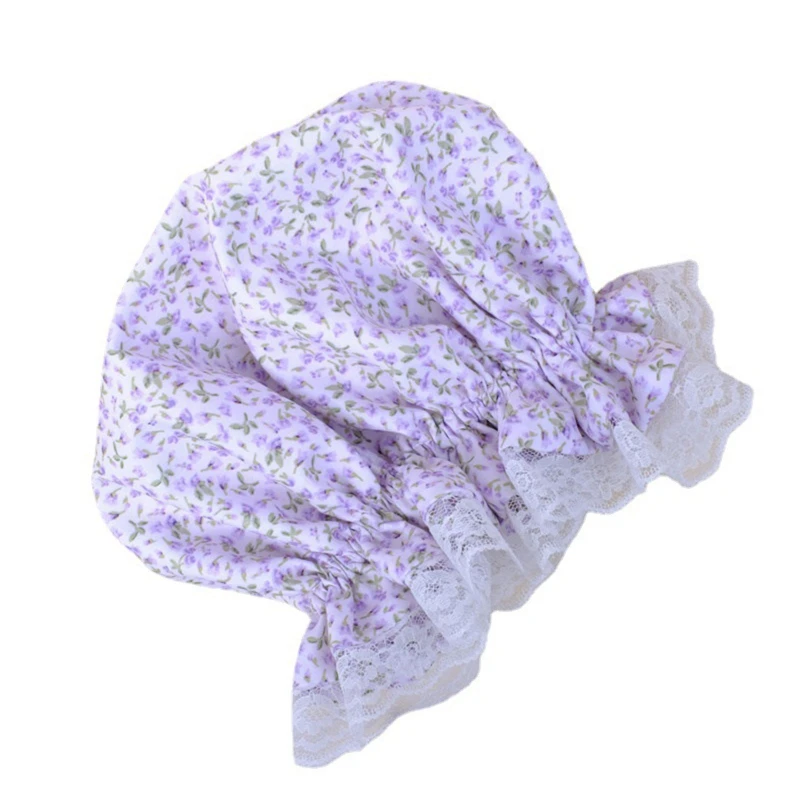 

Kids Baby Girl Bonnet Sleep Vintage Floral Print Ruffle Lace Trim Elastic Beanie Toddler Sun Hair Protection Hat