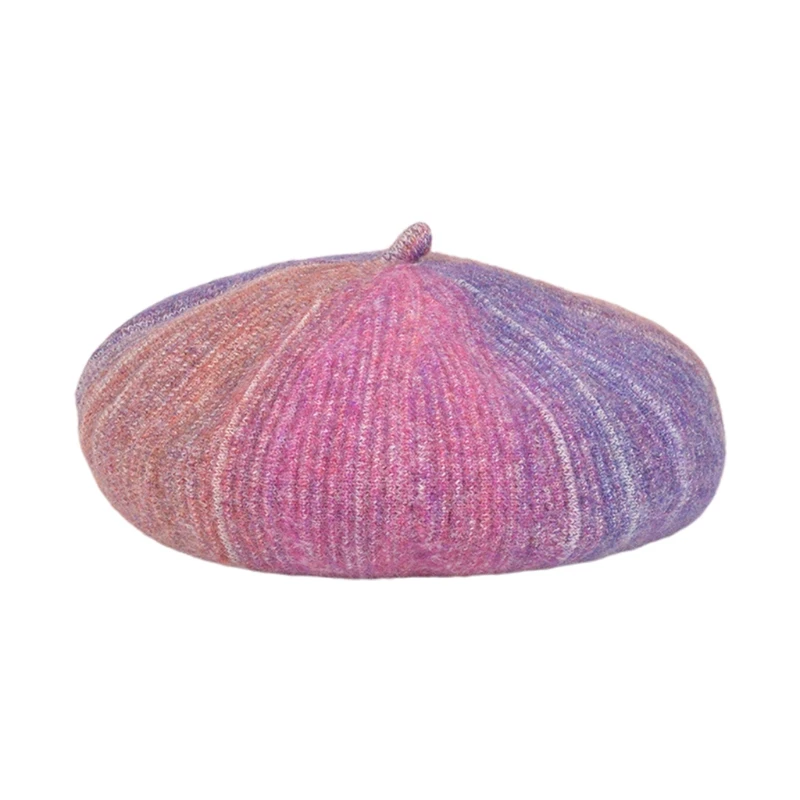 Ретро градиентный шерстяной вязаный берет простая Модная вязаная шапка