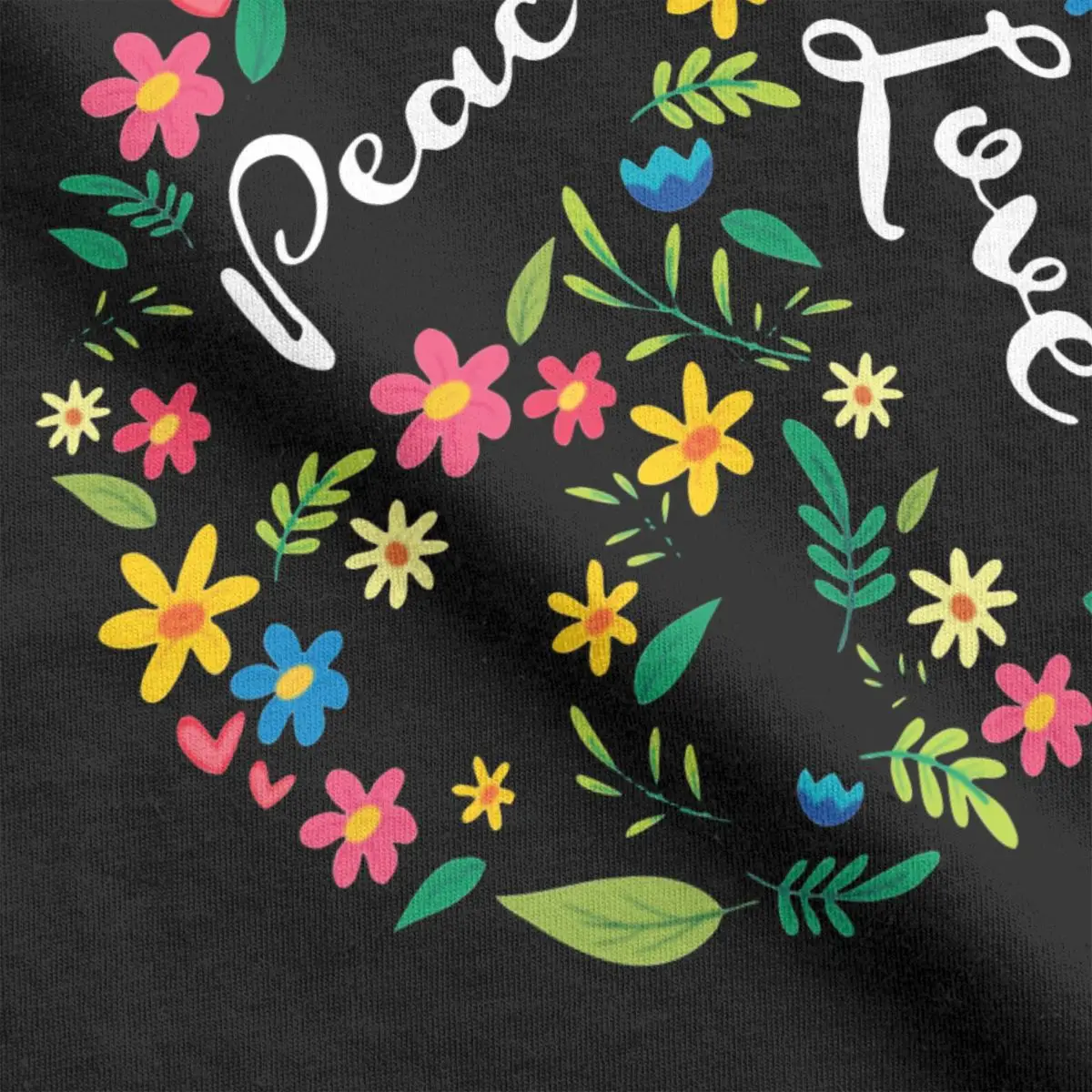 Цветочный мир символ Мужская футболка 70s хиппи новинка Женская с круглым вырезом