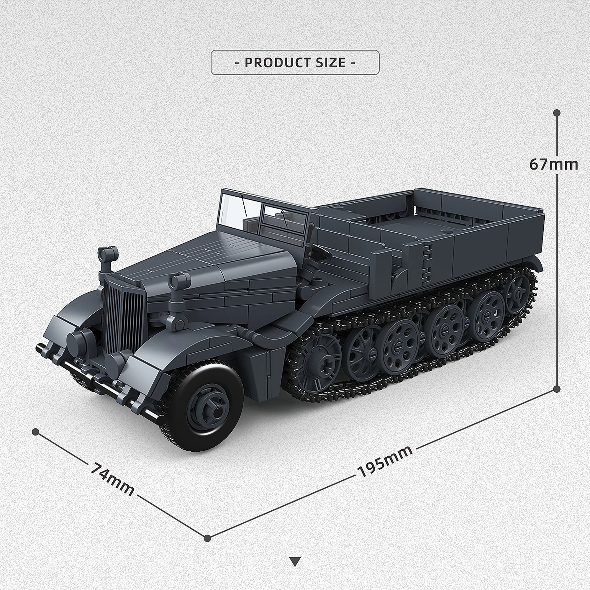 Фото 525 деталей Sd.Kfz.9 FAMO: Конструктор «Немецкий классический военный танк на полугусеничном ходу» — модель из кирпичиков для взрослых, подарок №5