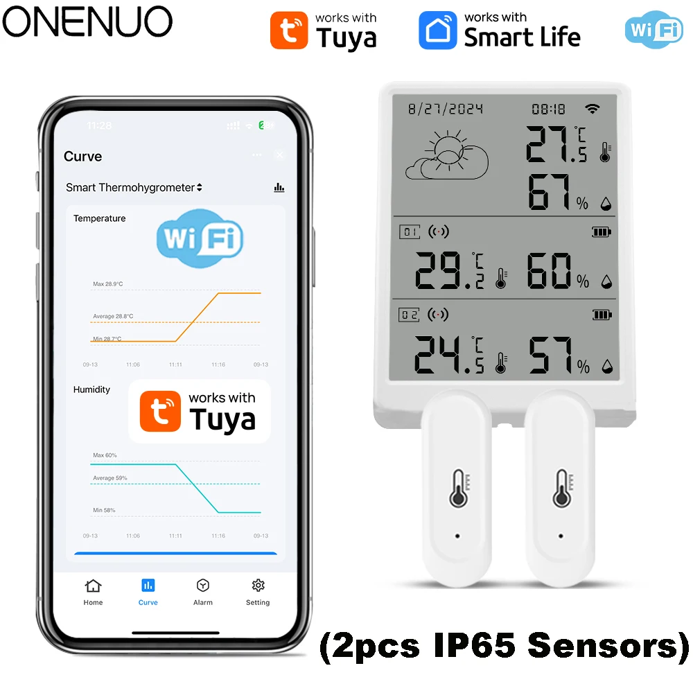 

ONENUO Wi-Fi Метеостанция с Термогигрометром TH16F-R1