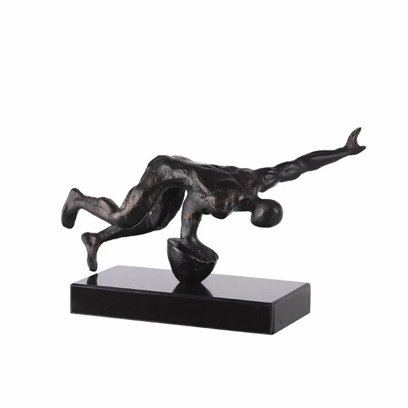 GEOMETRY GYMNASTICS SPORTS CHARACTER STATUE FIGURE ART FIGURINES METAL IRON CRAFT HOME GYMNASIUM DECORATION ACCESSORIES R2580