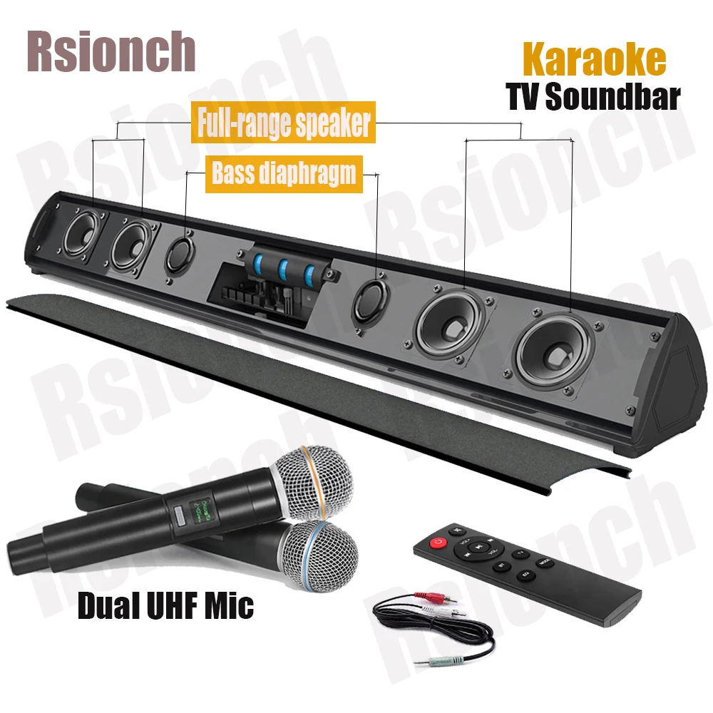 

HiFi Speaker Bluetooth-compatible Soundbar with Dual Microphone Home Theatre Subwoofer Speaker 3D Surround Sound bar for PC TV