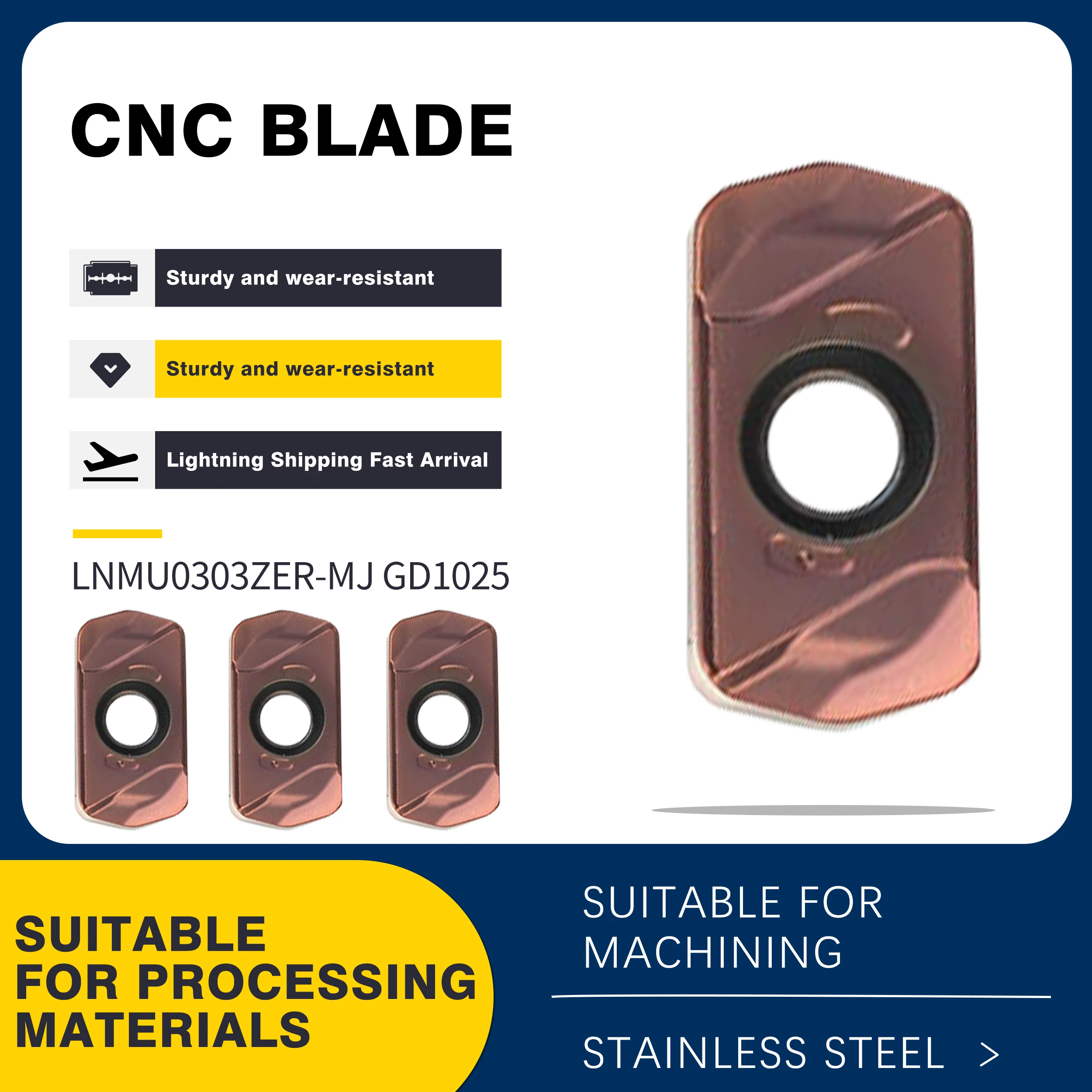 

LNMU0303ZER-MJ GD1025 Wearresistant CNC Lathe Processing Tool Carbide Milling Insert Stainless Steel Turning Tool Cutting Blade