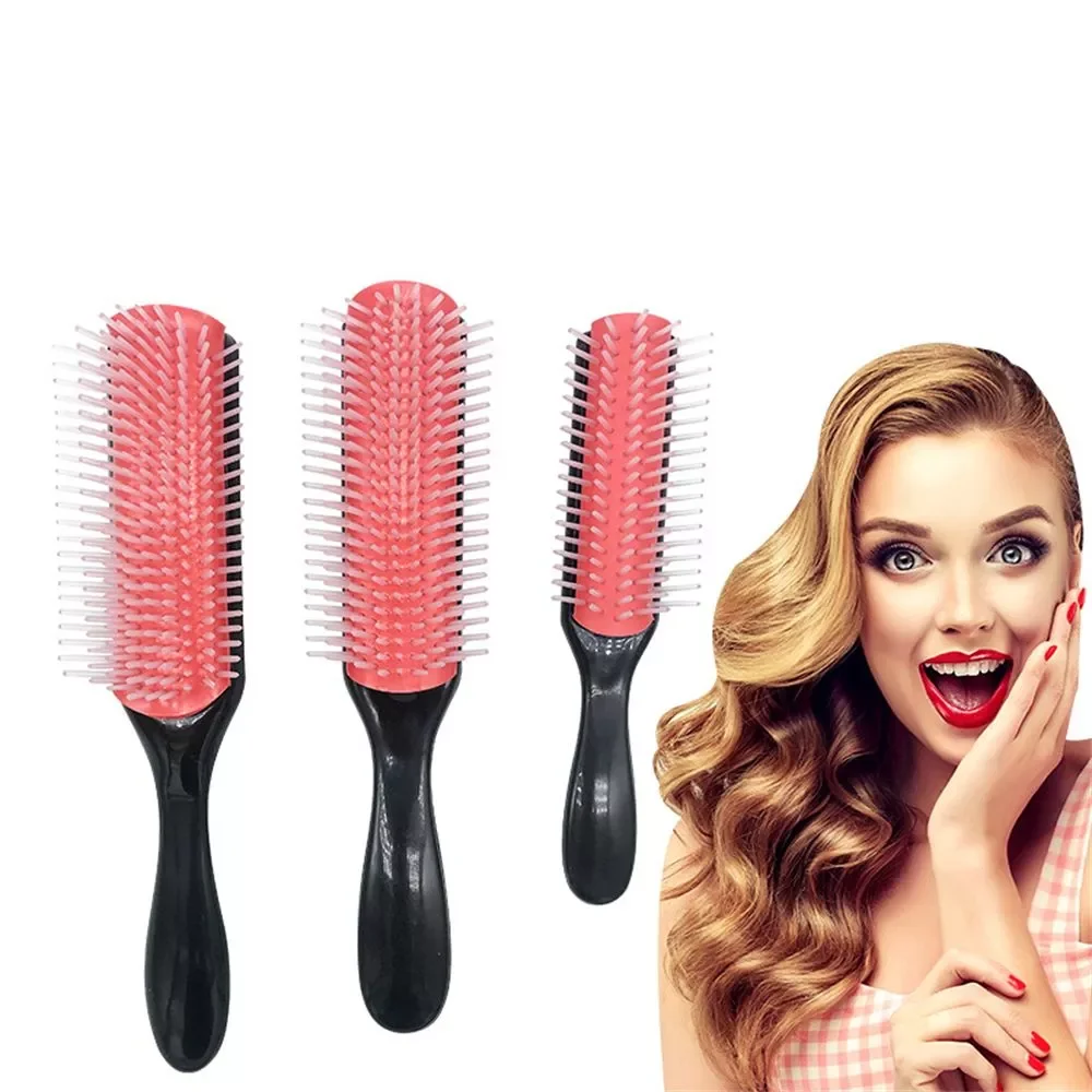 

1PC 9-Rows Detangling Hair Brush Denman Detangler Hairbrush Portable Scalp Massager Straight Curly Wet Anti-static Hair Comb