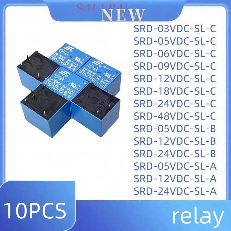 10шт,SRD-03VDC-SL-C Реле SRD-05 SRD-05VDC-SL-B SRD-24VDC-SL-A SRD-12VDC-SL-C SL C 10A 250VAC 5PIN 3V 5V 9V 12V 24V 48V p (art.: 3920d055de656) - 3920d055de656