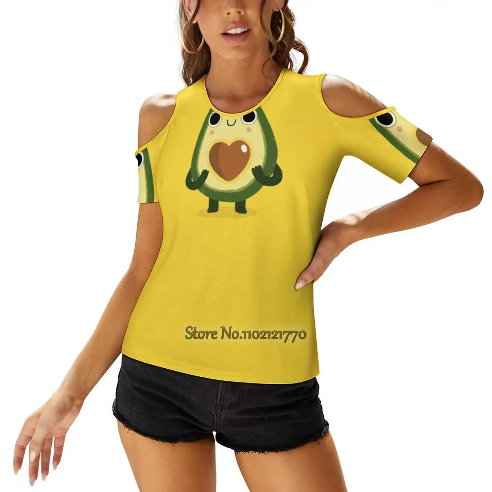 

Luvocado женская футболка со шнуровкой сзади сексуальные футболки с вырезами пуловер Топ авокадо еды милый персонаж кавайные вкусные фрукты