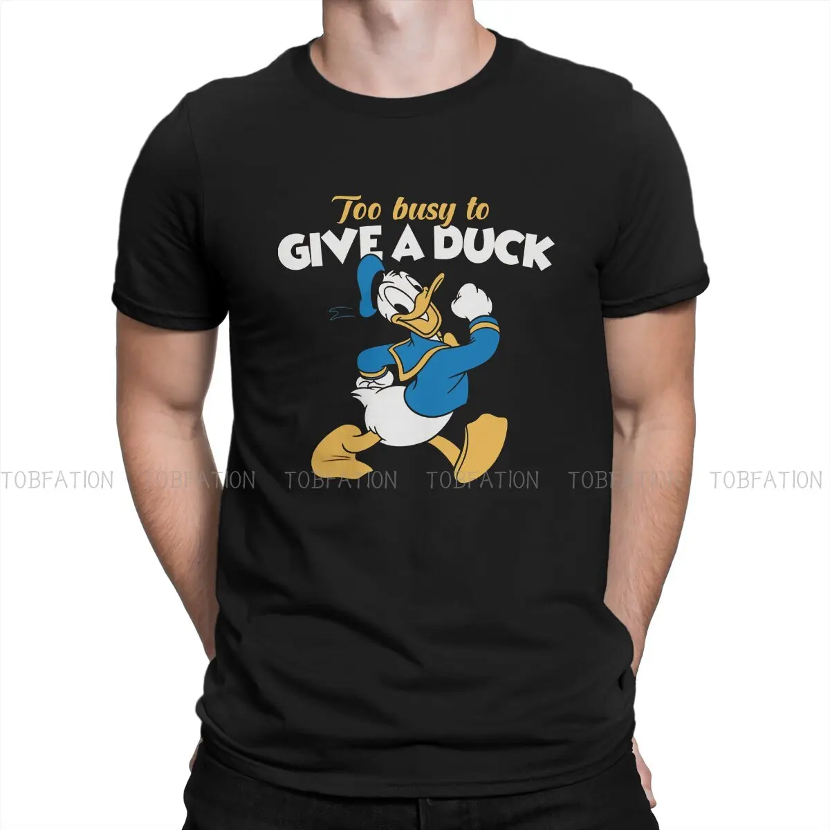 

Disney Donald Duck Cartoon Creative TShirt for Men Too Busy To Give A Duck Round Neck Pure Cotton T Shirt