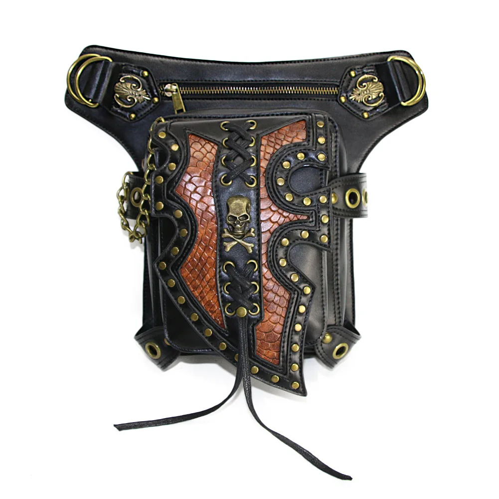 Steam punk biker bag One shoulder crossbody bag Women's mobile Fanny pack trend fashion accessories bag belt  crossbody bags