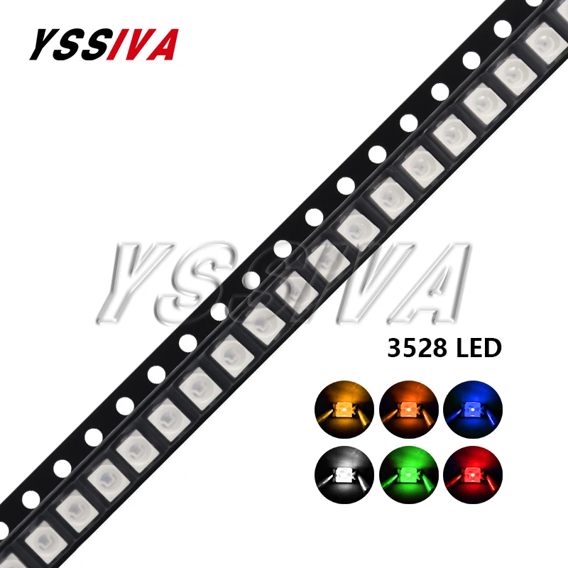 100 шт. 0402 0603 0805 1206 1210 3528 SMD LED красный желтый зеленый Белый Синий Оранжевый