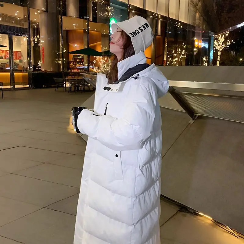 Winter Loose Hooded Parkas Jackets Women Thicken Warm Long Korean Cotton Padded Coats New Outwear Ladies Pockets Tops S57