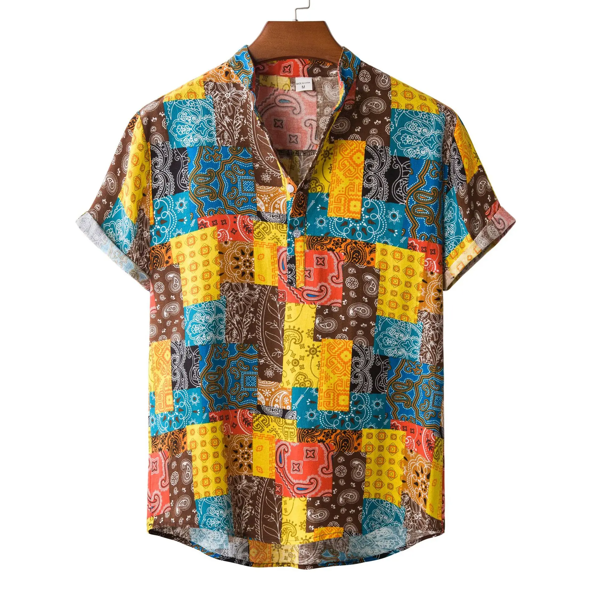 Men'S Shirt 3d Print Undies Standing Collar Shirts Casual Short Sleeved Oversized Blouse Streetwear Tees Top Summer Men Clothing