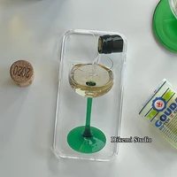 korea ins champagne glass case for iphone1312promax11xsmaxxr mobile phone case soft cover