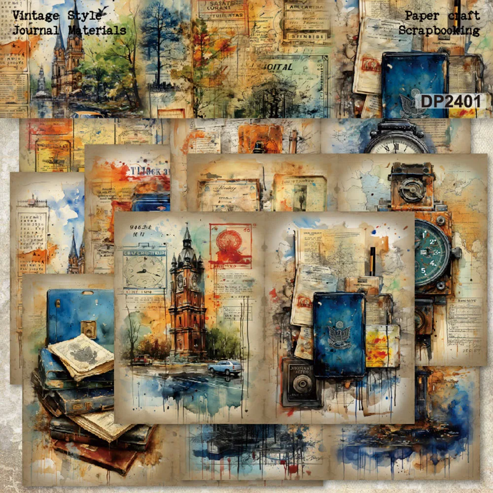 KSCRAFT 8 листов старинные часы и A5 бумажный пакет для сделай сам нежелательный