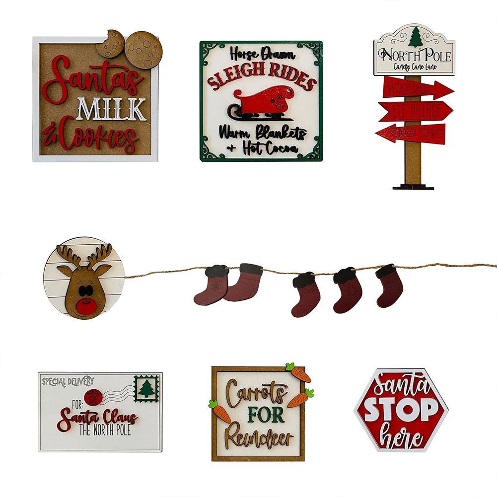 

8 шт. Тематические DIY рождественские многоярусные фотообои Новогоднее ремесло зимние праздничные елочные знаки украшения фермерская атмос...