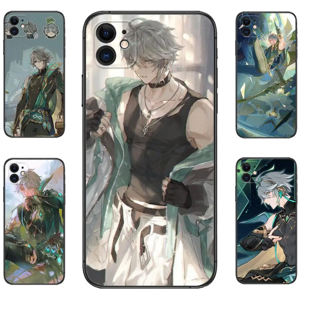 

Genshin Impact Alhaitham Dumb Black Phone Case for IPhone 14 13 12 11 Pro Max Mini SE XR X XS Max 8Plus 7plus Black Phone Cover