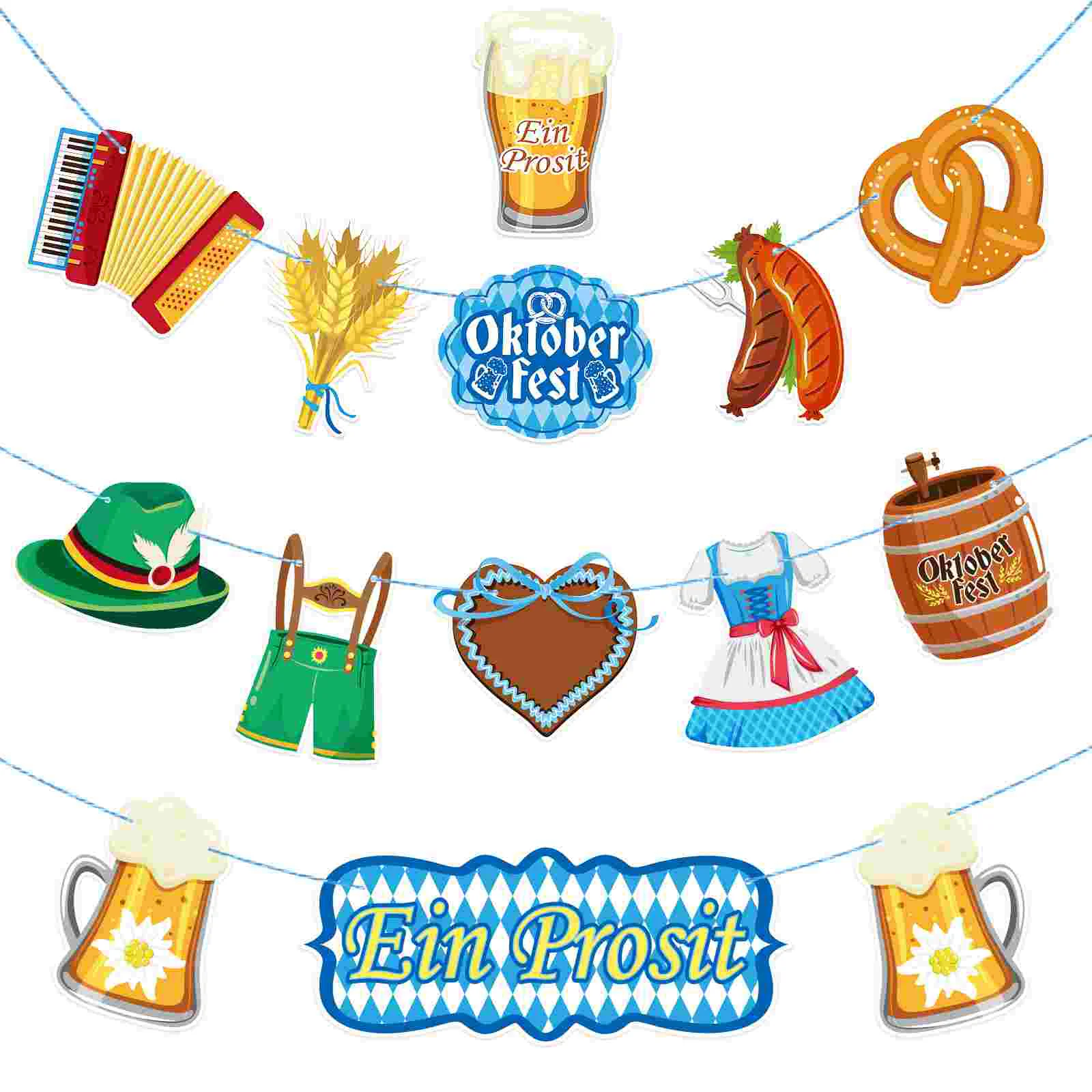 

German Beer Festival Decorations Party Latte Flag Garland Oktoberfest Hanging Banner Octoberfest