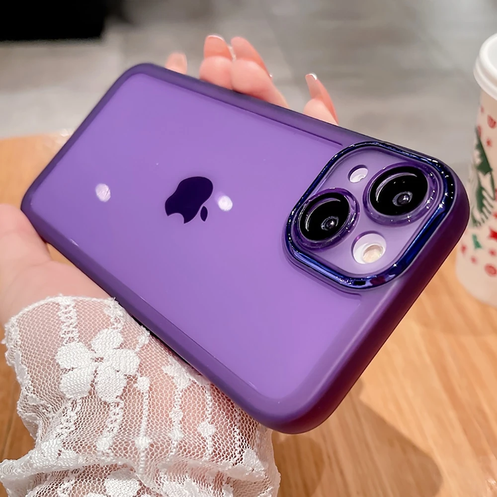 

Роскошный Матовый бронированный Прозрачный чехол для iPhone 14, 13, 12, 11 Pro Max, X, XS, XR, 7, 8 Plus, мягкий металлический бампер для камеры, стеклянный чехол