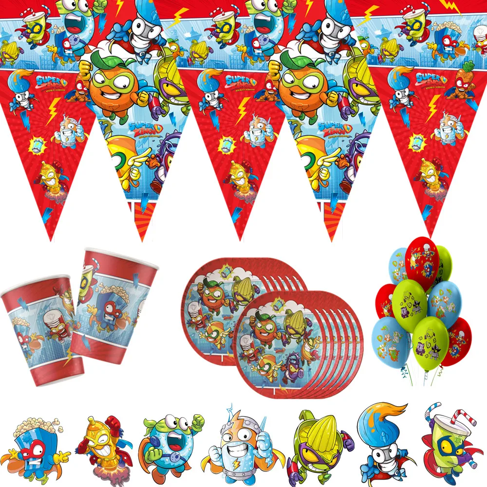 Game Superzings Theme Baby Shower Party Decoration Birthday Sets Banner Straw bag Cup Plate Tablecloth Supplies For Kids