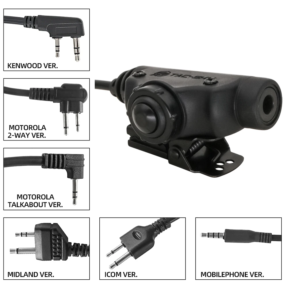 

TCIHEADSET U94 V2 PTT Tactical Headset Airsoft Shooting Adapter Plug for Kenwood /Motorola 2- Way/Motorola/ICOM/Midland/Phone