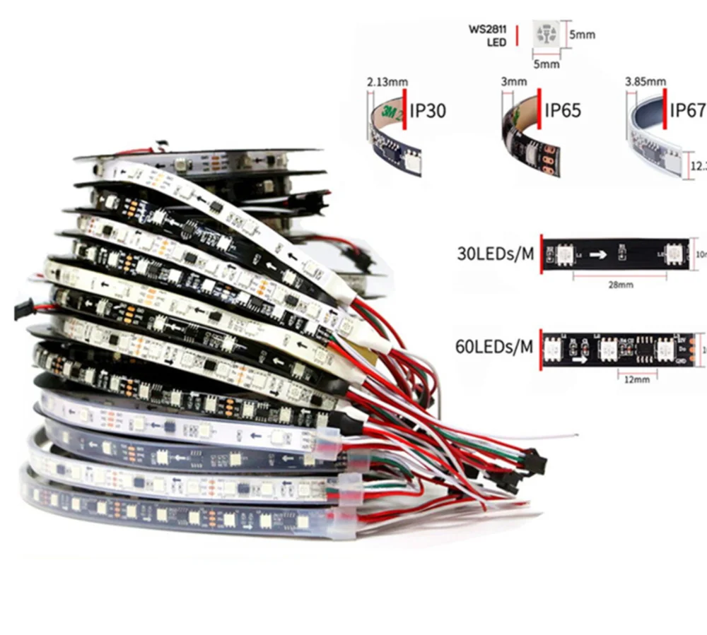 Контроллер Magic Home SPI Wi-Fi 12 В 5-10 м вращающаяся Светодиодная лента RGBIC 5050 2811 RGB