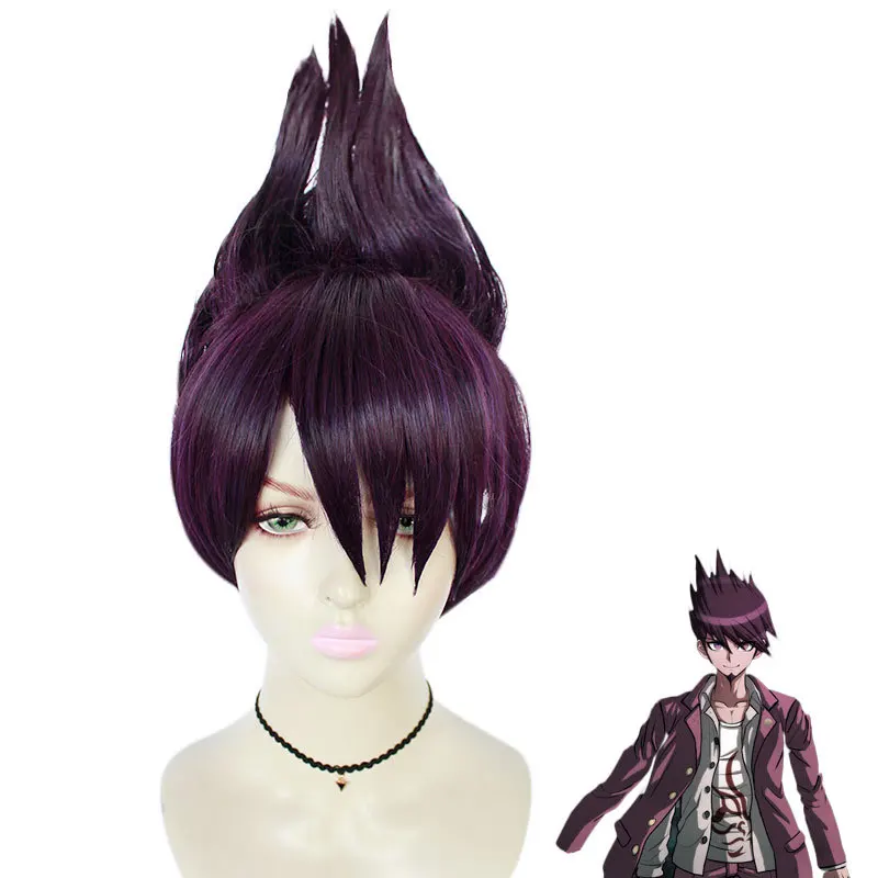 Парик для косплея Danganronpa V3: Killing Harmony Momota Kaito, короткие искусственные волосы для вечерние, цвет темно-фиолетовый