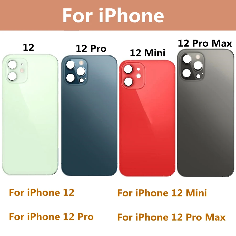 High Quality Big Hole Back Glass Battery Cover For iPhone 12 Pro Max Housing for iphone 12 Mini Back Housing Battery Door Cover