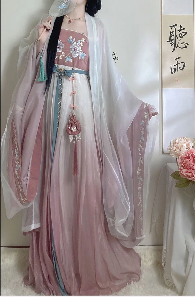 Women Hanfu Dress Chinese Tang Dynasty Traditional Embroidery Hanfu 3 Pcs Set Cosplay Costume Summer Dress Hanfu Dress For Women