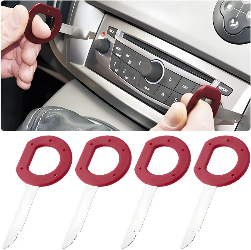 

4Pieces Radio Removal Tool Kit,Car Trim Removal Pry Tool Key Auto Host Disassembly Tool Set,Universal Car Accessories Compatible