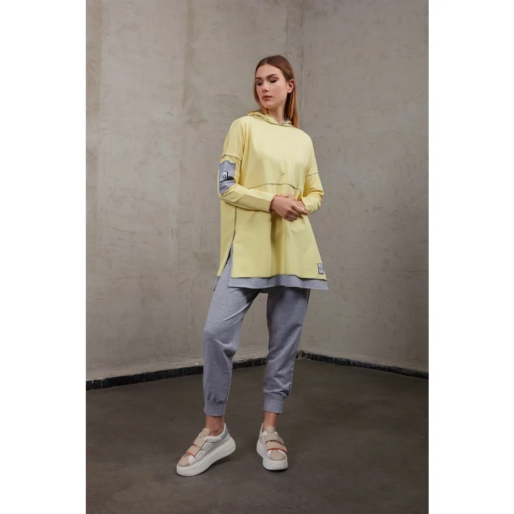 

Dorlie Yellow Dorlie W-0900 Cotton Tunic Pants Suit Tracksuit Set