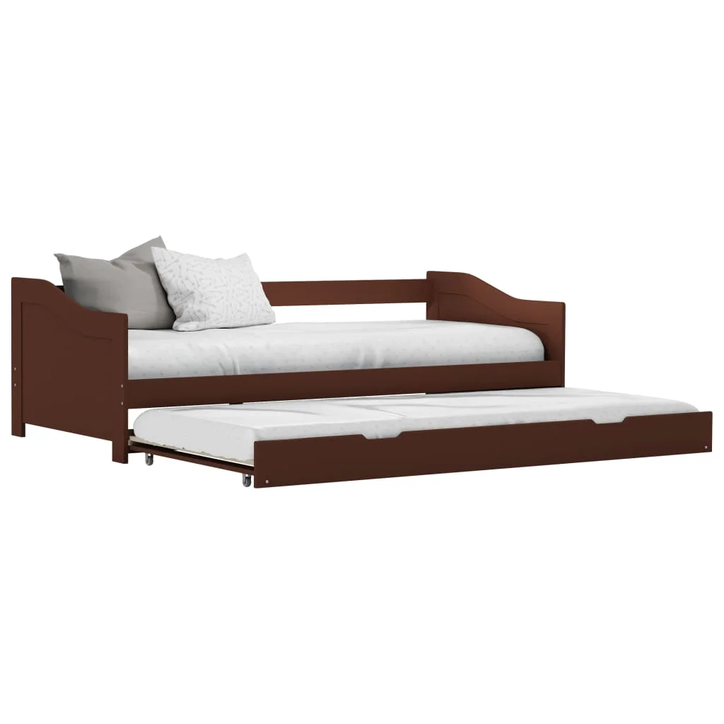 

Pull-out Sofa Bed Frame, Pinewood Bed ,Bedroom Furniture Dark Brown 90x200 cm