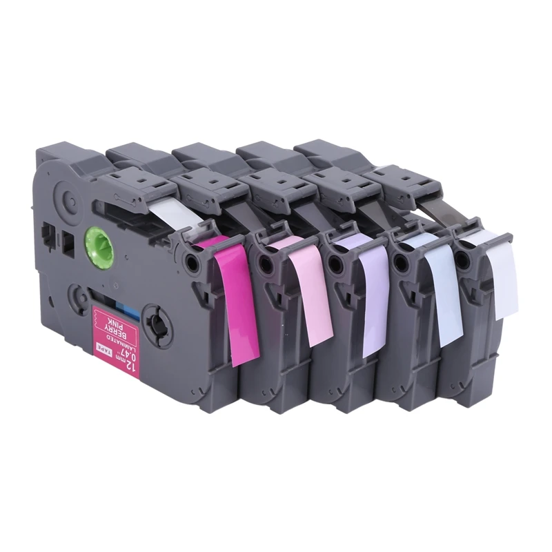

Compatible Label Tape Replacement For P-Touch Tze TZ Tape 12Mm 1/2 Inch Laminated (Berry Pink/Pink/Purple/Blue/White) For Brothe