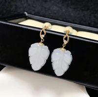 shilovem 18k yellow gold real natural white jasper drop earring classic fine jewelry women wedding gift 1216mm yze12168852hby