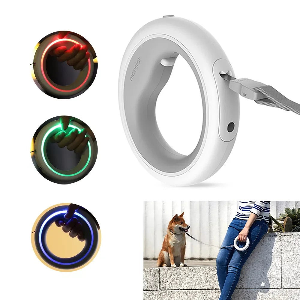 

2022New Luxury Hands Free Retractable Pet Dog Leash Lead Walking Traction Rope Rechargeable Night Luminous LED Breathing Light