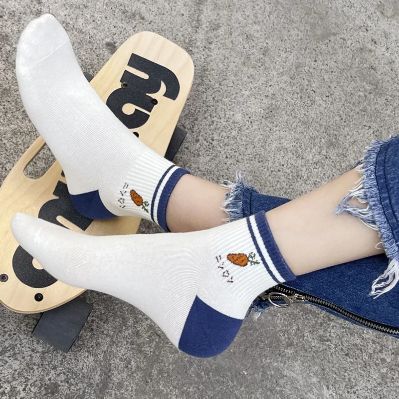5 Pair Fruit Print Low Tube Women Socks Set Summer Fashion New Cartoon Cotton Socks Cute Breathable Girl Style Skateboard Socken