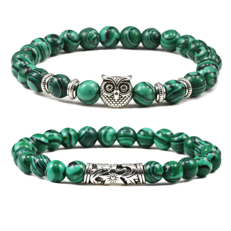 Бусины из натурального камня женский и мужской браслет искусственного малахита