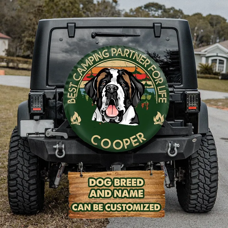 

Лучший партнер для кемпинга для жизни, покрышка для автомобиля, автомобильные аксессуары, запасная крышка для шин, подарок для мам с собакам...