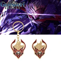 game genshin impact tartaglia mask keychain pandent cosplay prop demon metal mask key ring cool bag accessories jewelry gift