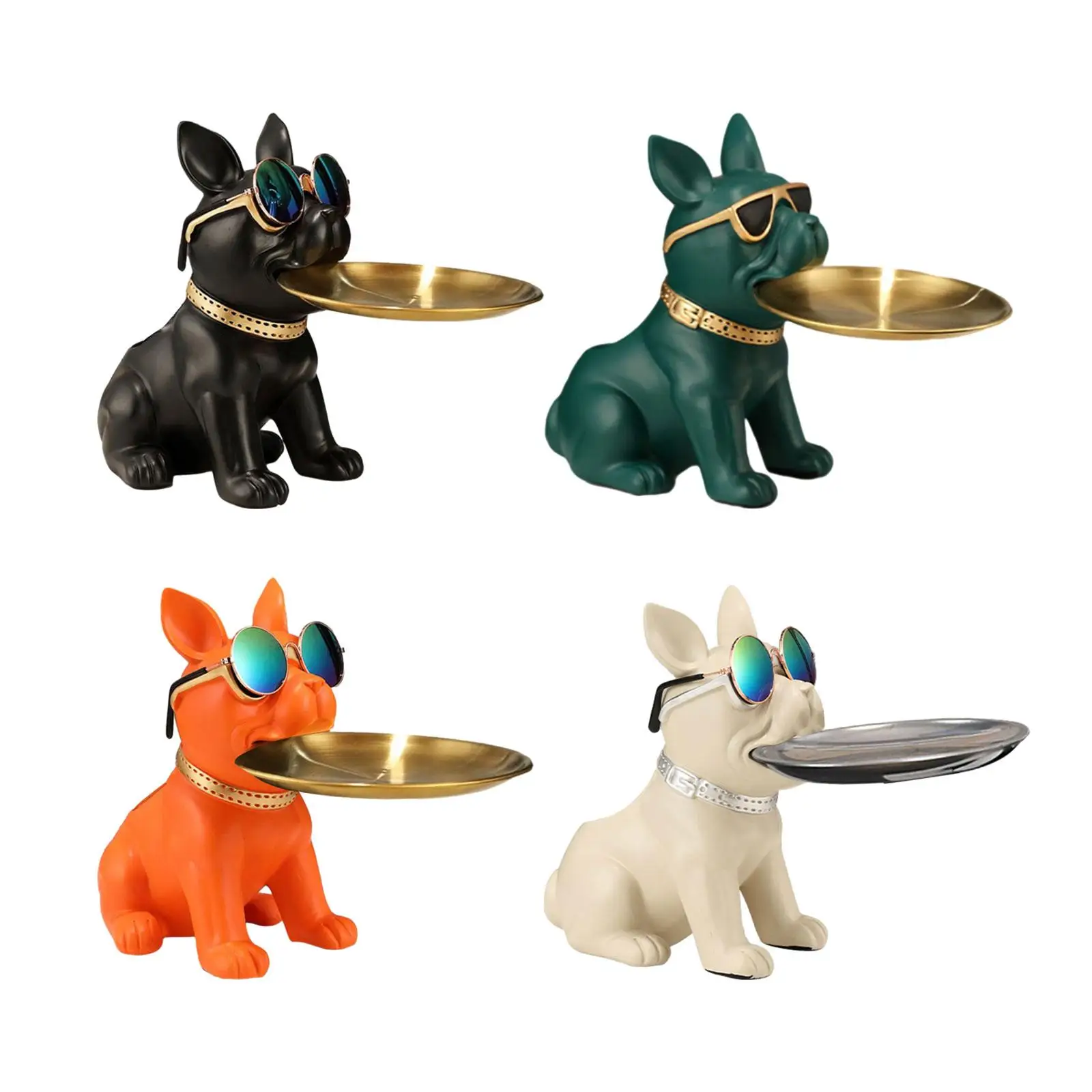 

Bulldog Statue Decorative Cute Candy Bowl for Bookshelf Cabinet Dining Table