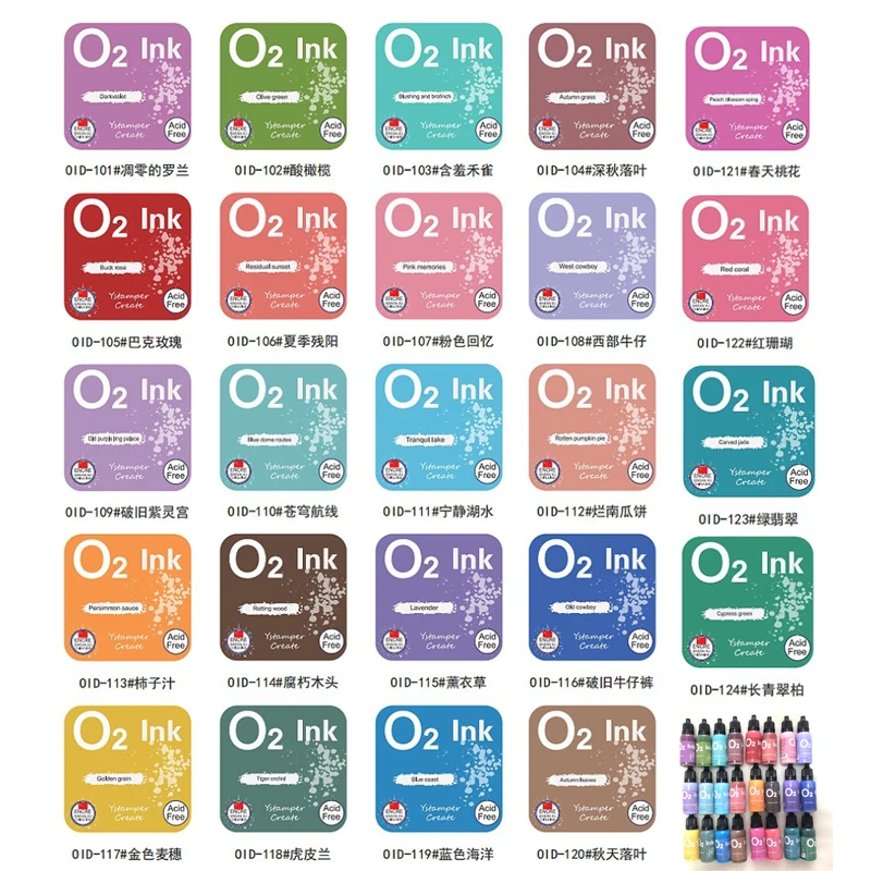 

24Kinds Oxide Distress Ink Pad Vintage Printing Pad Clear Stamp Smudge Effect Retro Printing O2 Ink Printing Pad for Dyeing Card