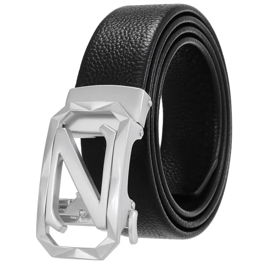 Men's Leather Ratchet Belt Fashion Men Automatic Buckle Belt NEW Vintage Buckle Leather Belts for Men Length:110-130cmm
