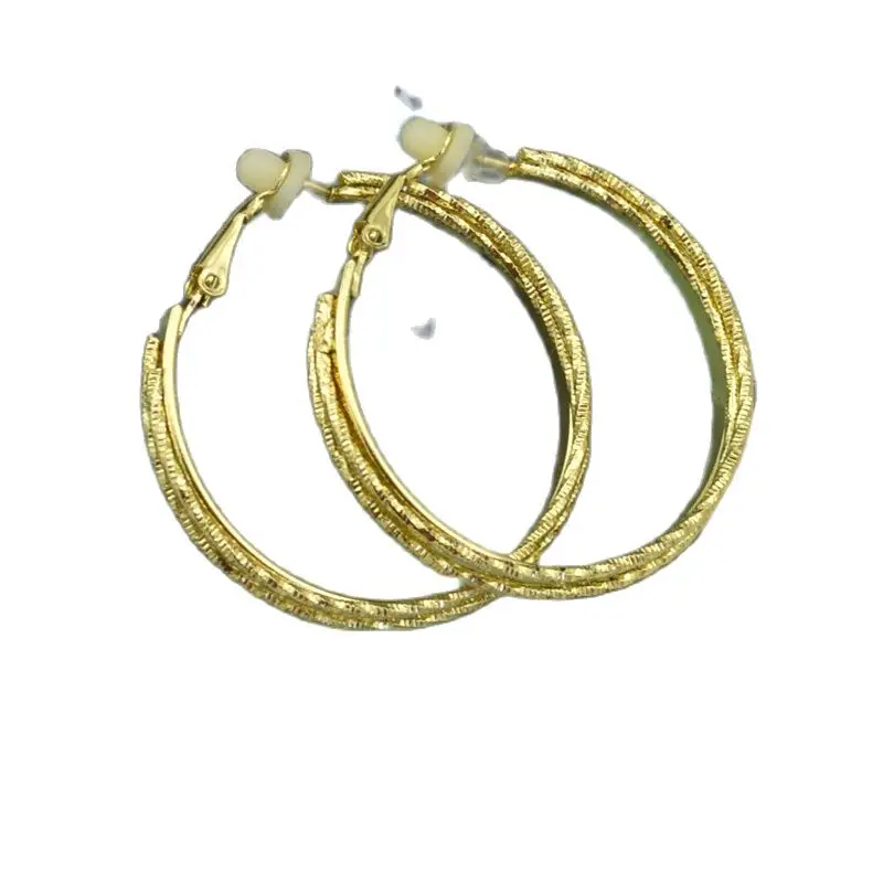 Серьги-клипсы женские без пирсинга большие круглые серебристые и золотистые