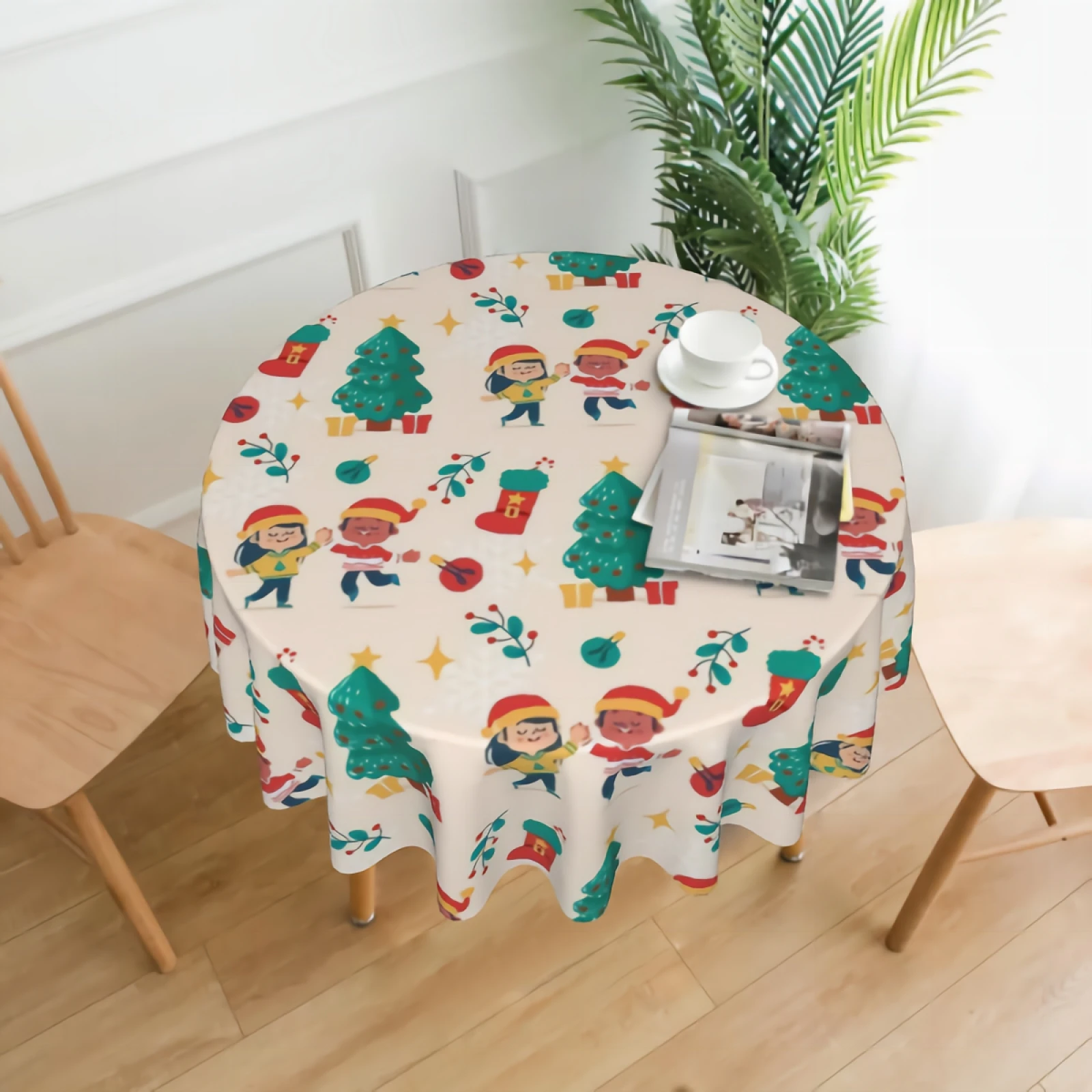

Round 60 Inch Table Cloths Round Table Cover Polyester Waterproof Tablecloth