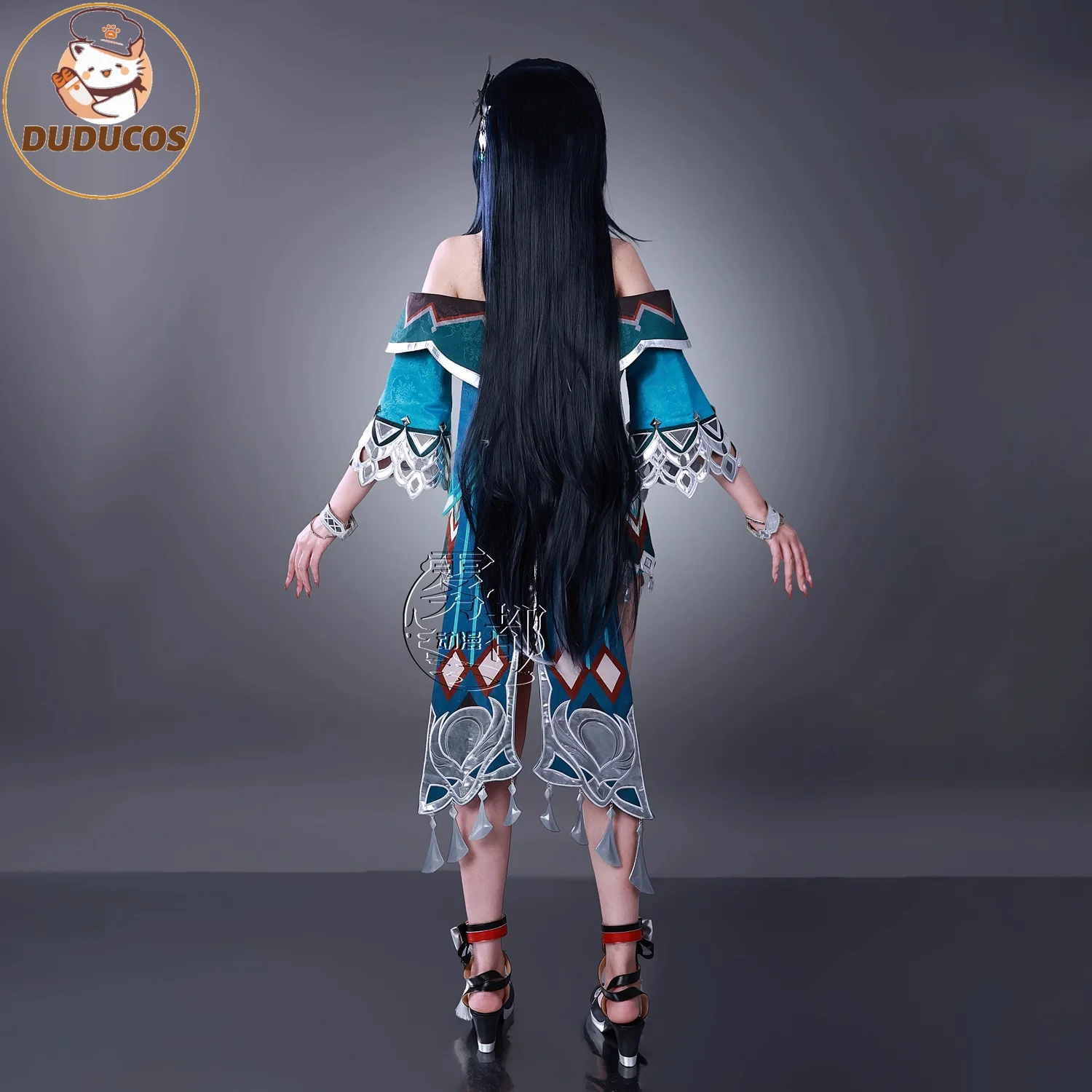 DUDU SR Lan Yan Косплей Костюм Lanyan Лань Янь Genshin Impact Полный комплект парика Хэллоуин