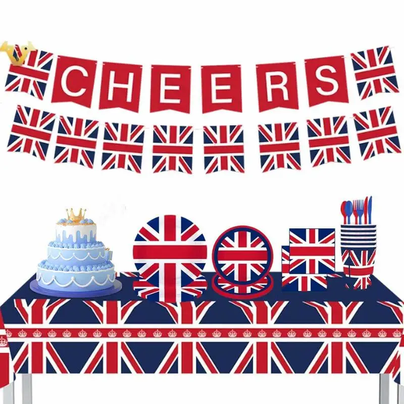 

British Party Garland French Themed Party Decorations England Flag Birthday Party Supplies For 24 Guests British Flag 2023 Party