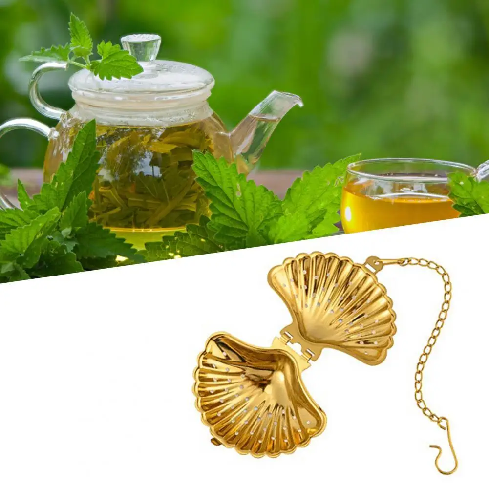 

Tea Infuser with Hook Reusable Stainless Steel Cute Seashell Shaped Loose Tea Infuser Teapots Accessories