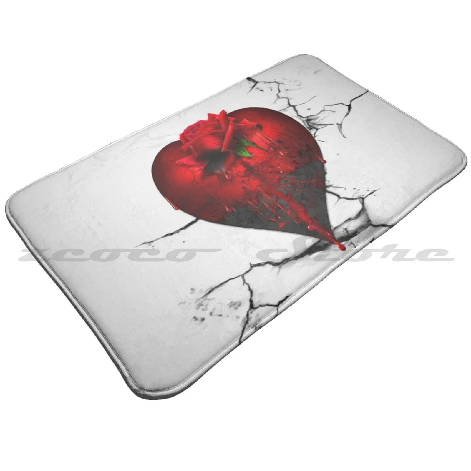 Коврик с раненным сердцем нескользящий коврик для двери водопоглощением сердца