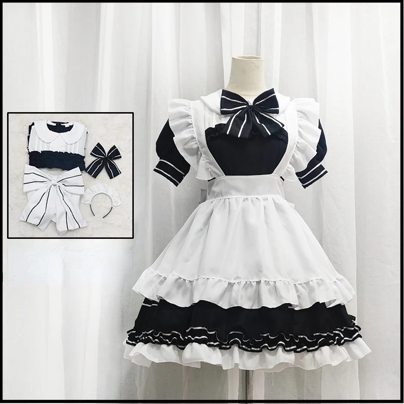 Japanese Kawaii Lolita Maid Costumes Anime Cosplay Halloween Little Devil Maid Outfits Peasant Blouse for Cute Girl Dropshipping