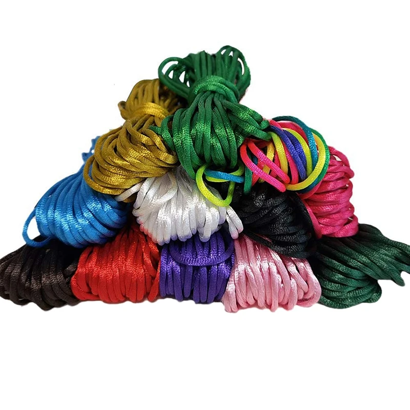 

Nylon Rattail Satin Cord Silk String Braid Cord, 12 Bundles 120 Yards Chinese Knotting Cord Trim Cord For Crafts,Macrame